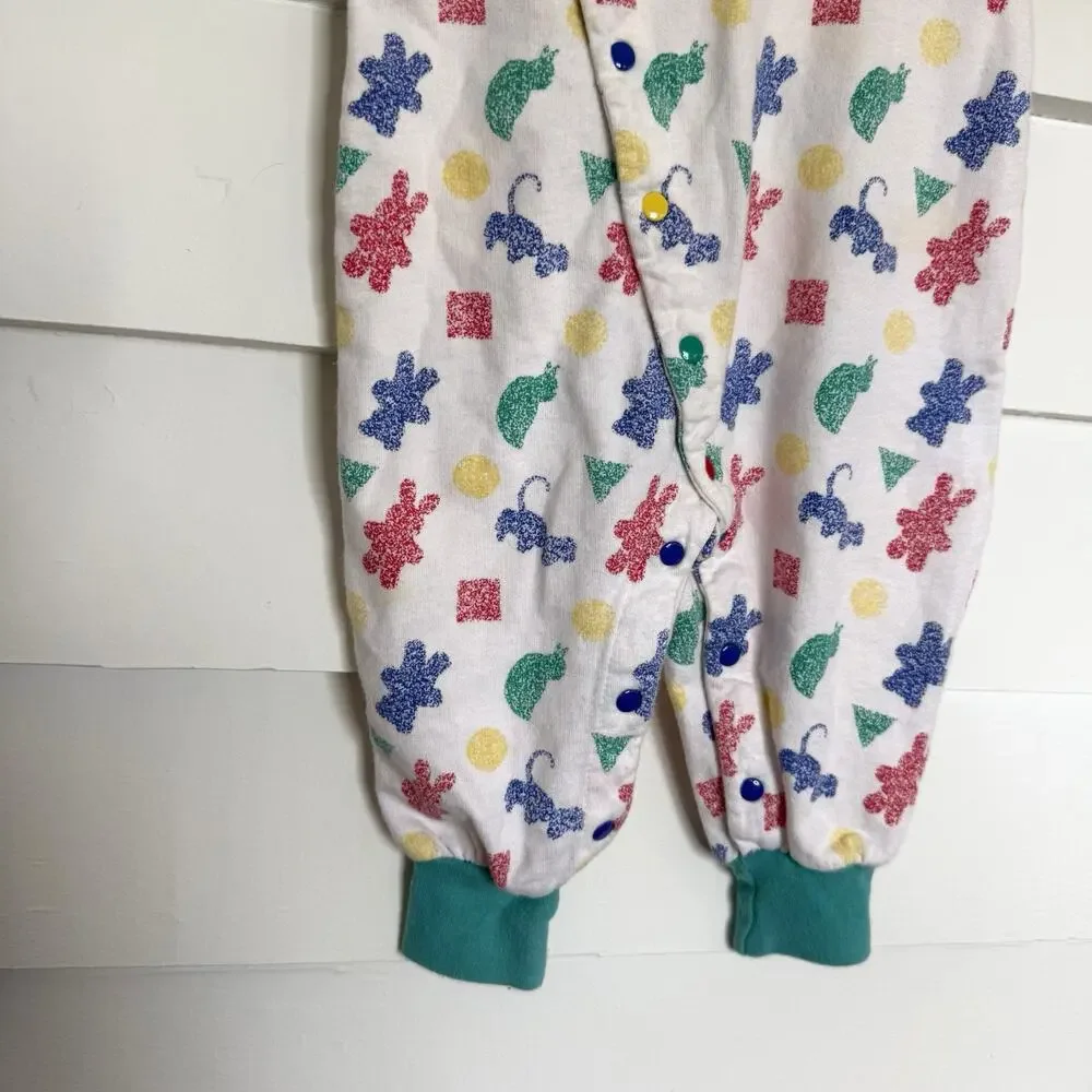 Gymboree Vintage 90's Snap Front Rainbow Animal Shape Short Slv Jumper Newborn